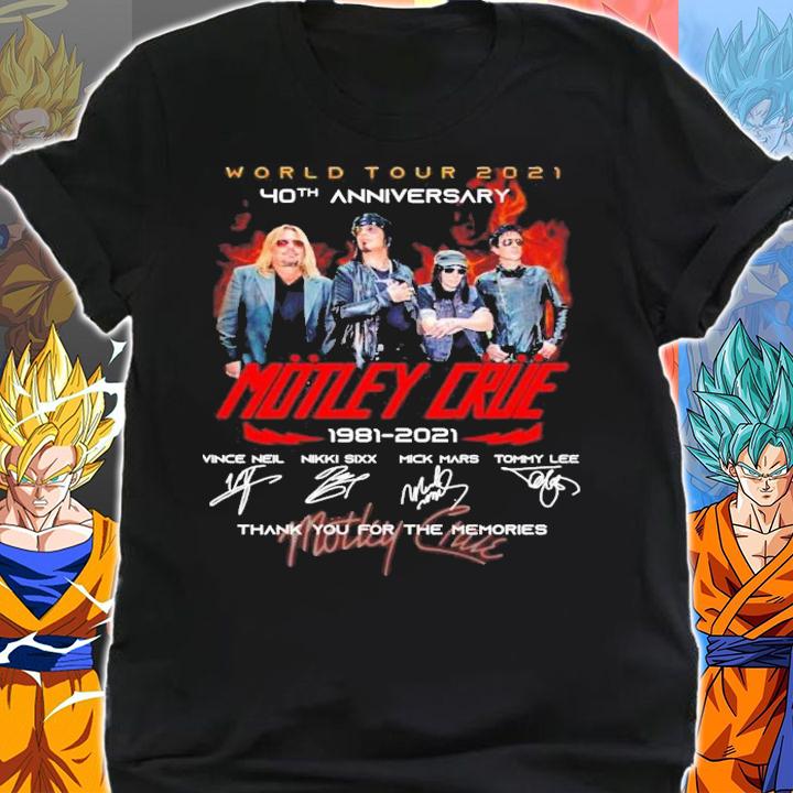 World Tour 2021 40th Anniversary Motley Crue 1981-2021 Signatures t-shirt shirt