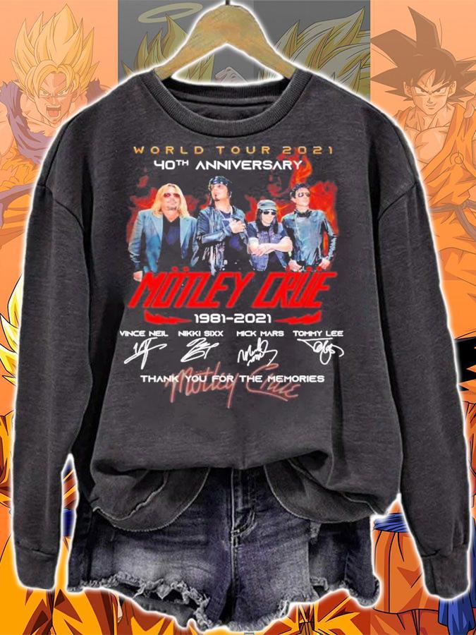 World Tour 2021 40th Anniversary Motley Crue 1981-2021 Signatures t-shirt sweatshirt