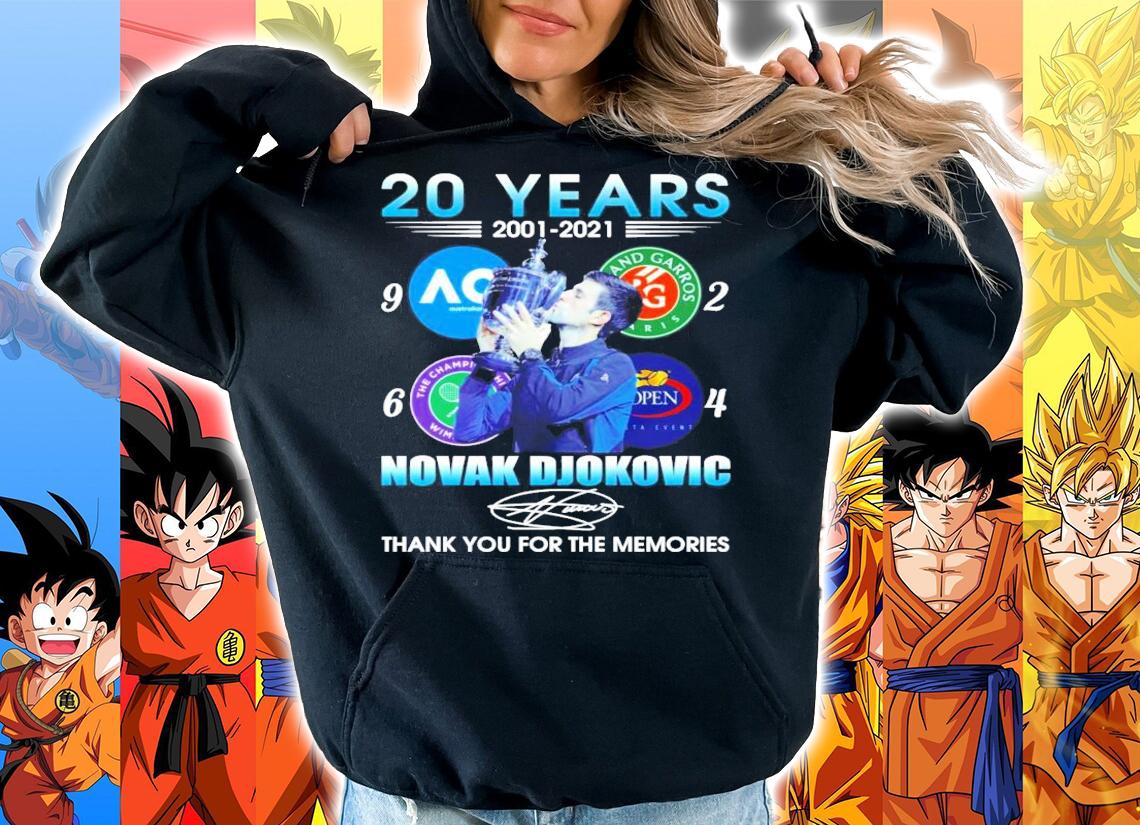 20 Years 2001-2021 Novak Djokovic Signatures Thank You For The Memories shirt hoodie