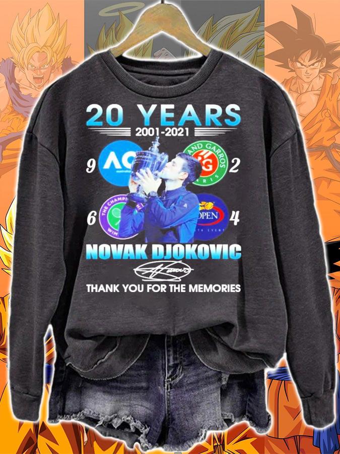 20 Years 2001-2021 Novak Djokovic Signatures Thank You For The Memories shirt sweatshirt