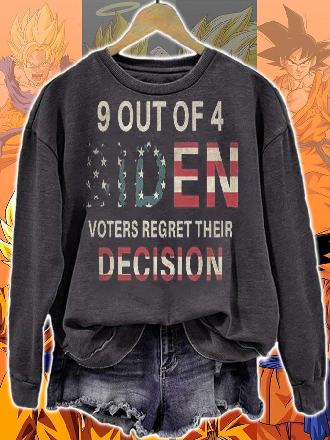 9 Out Of 4 Biden Voters Regret Their Decision USA Flag Vintage T-shirt sweatshirt