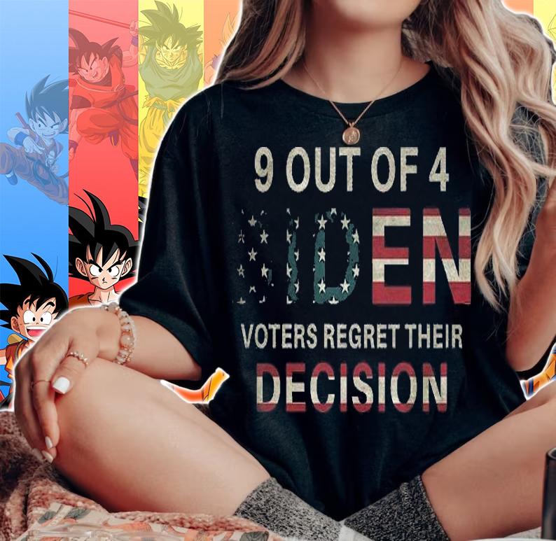 9 Out Of 4 Biden Voters Regret Their Decision USA Flag Vintage T-shirt woman shirt