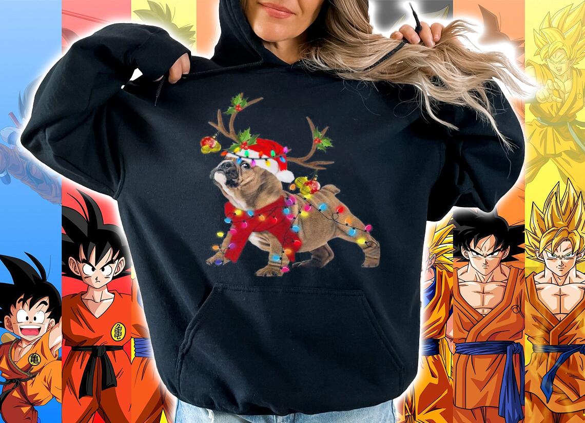 Bulldog Dog Light Christmas Sweater t-shirt hoodie