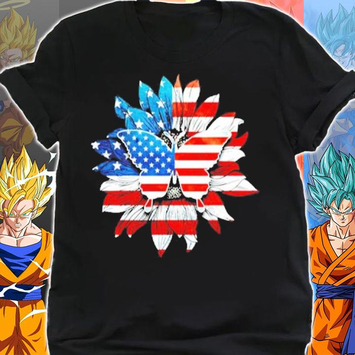 Butterfly Sunflower USA flag shirt shirt