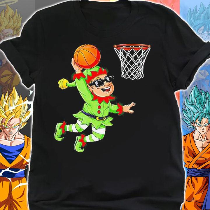 Christmas Elf dunking a Basketball Boys Xmas T-shirt shirt
