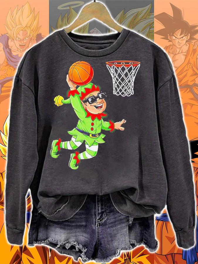 Christmas Elf dunking a Basketball Boys Xmas T-shirt sweatshirt