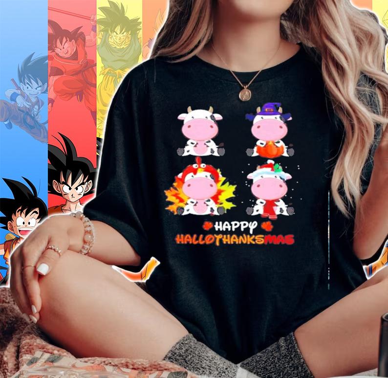 Cow chibi Happy Hallothanksmas shirt woman shirt