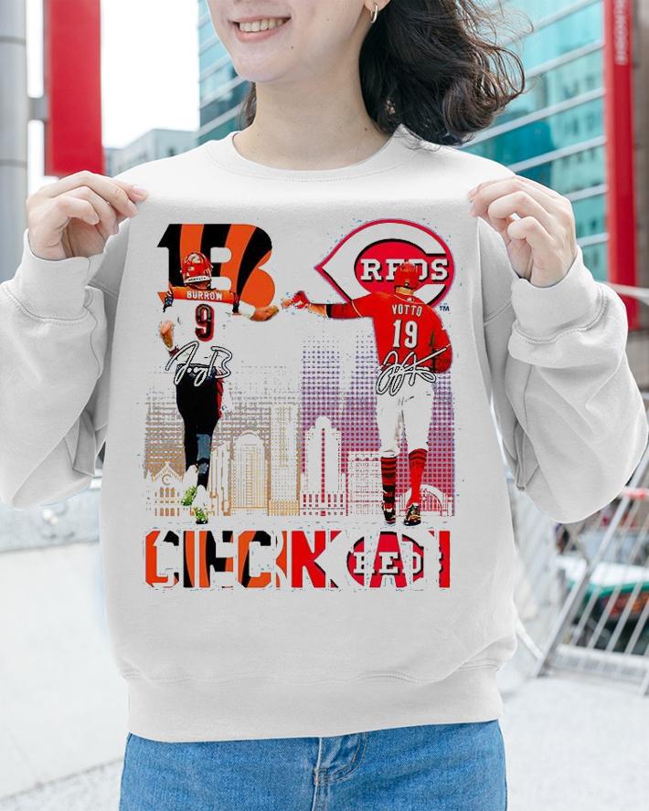 Awesome cincinnati Burrow vs Votto signature shirt sweatshirt