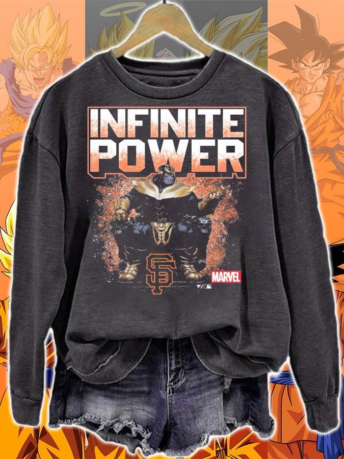 San Francisco Giants Fanatics Branded Youth Marvel Infinite Power t-shirt sweatshirt