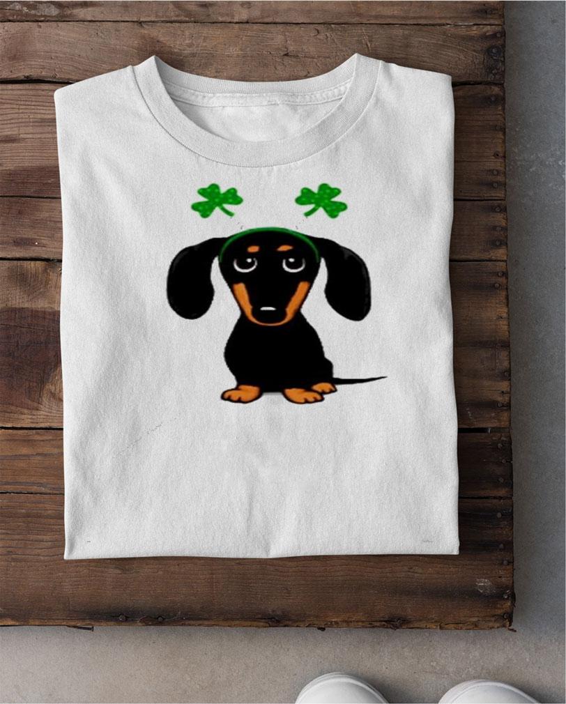 Saint Patrick's Day Black and Tan Dachshund with Shamrocks shirt shirt