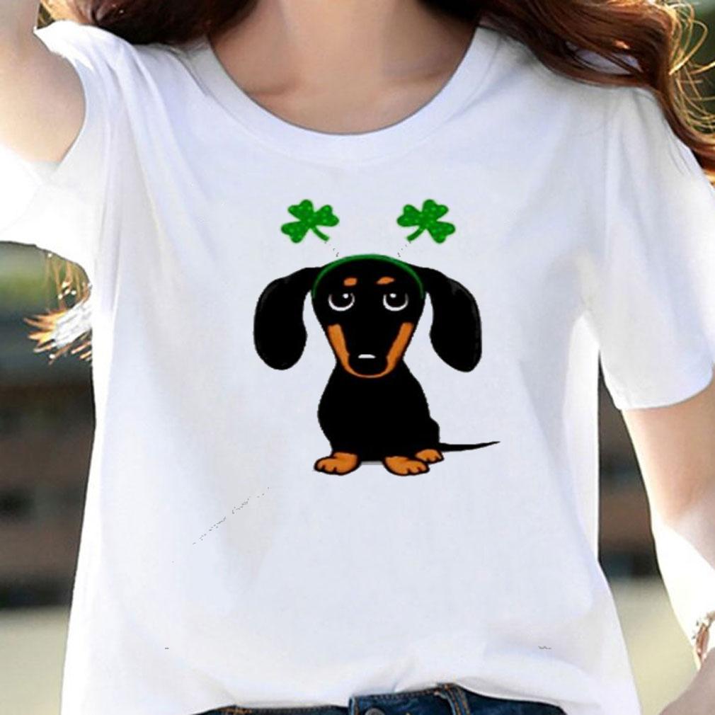 Saint Patrick's Day Black and Tan Dachshund with Shamrocks shirt woman shirt