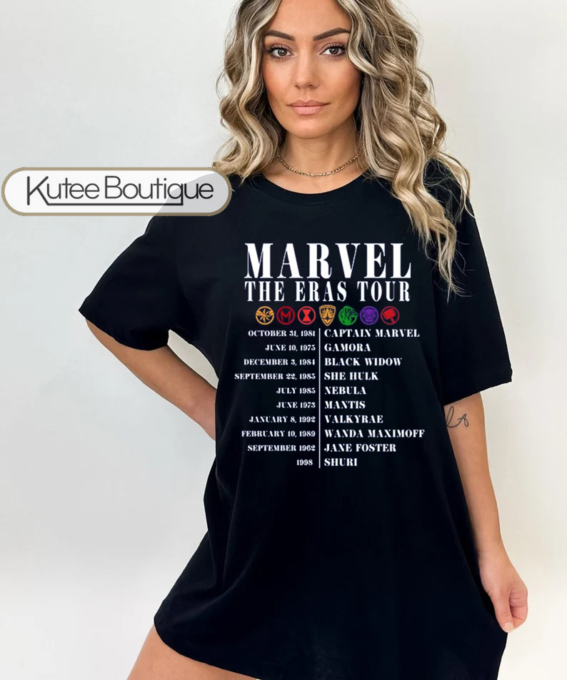 Marvel The Eras Tour Taylor Swift X Female Marvel Characters T-Shirt
