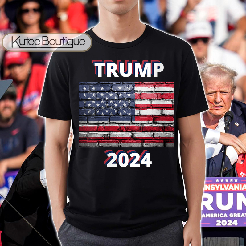 Donald Trump 2024 Walls American Flag Fight Make America Great Again T-Shirt
