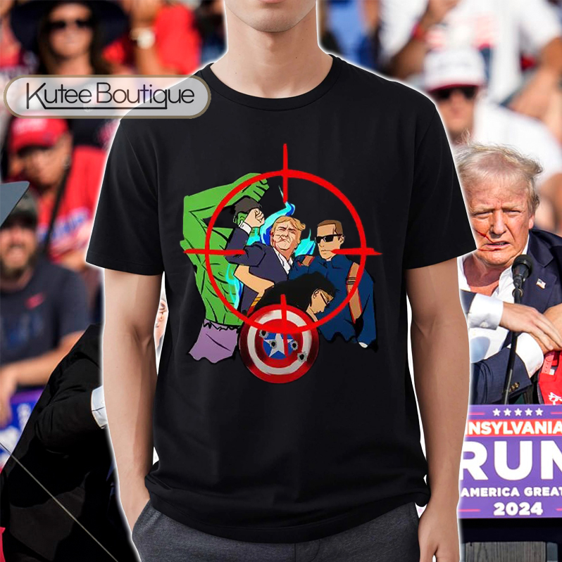 Marvel Avengers Superhero Donald Trump Assassination Attempt Trump Shooting Trump Fight 2024 T-Shirt