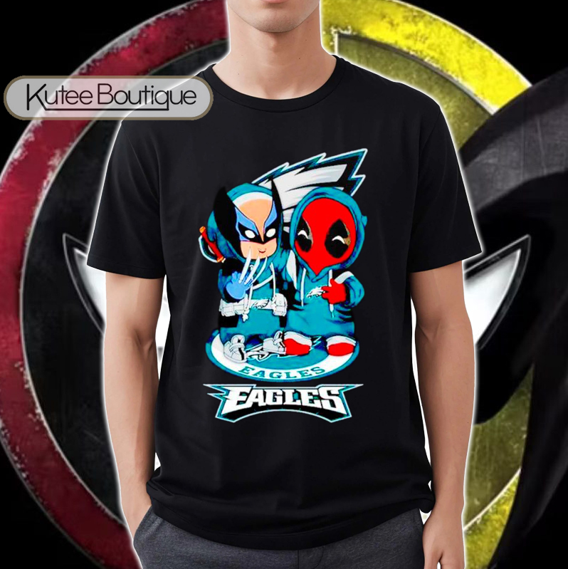 Philadelphia Eagles Marvel Deadpool and Wolverine Cosplay Together T-Shirt