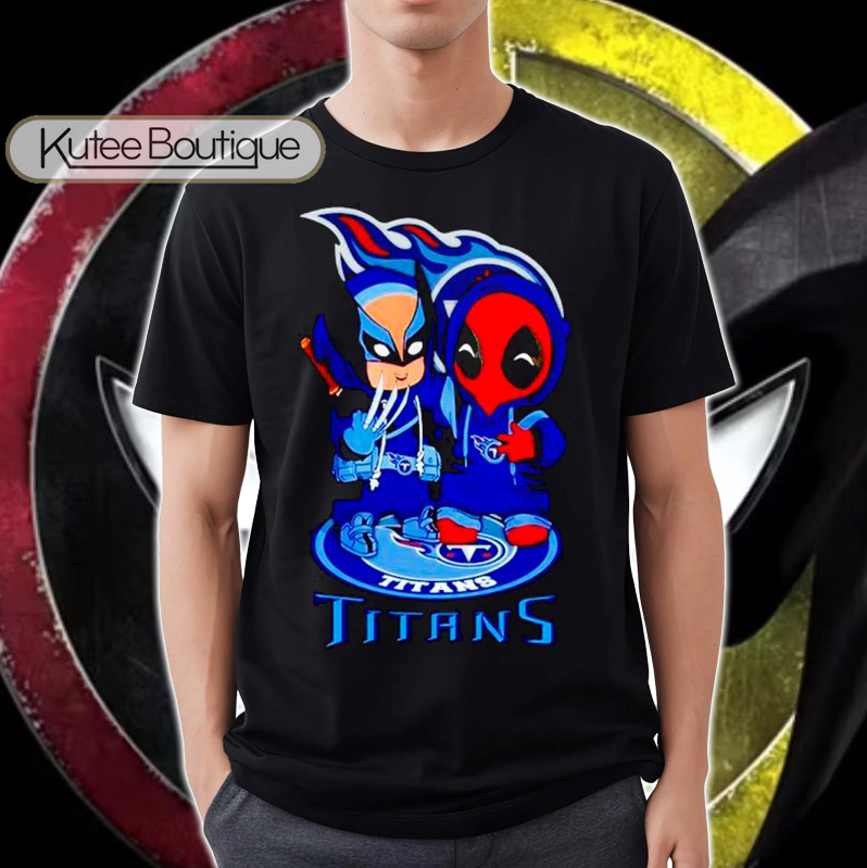 Tennessee Titans Marvel Deadpool and Wolverine Cosplay Together T-Shirt