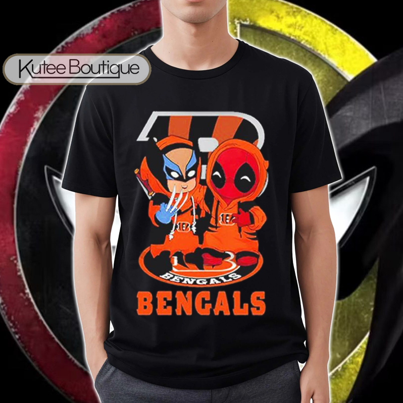 Cincinnati Bengals Marvel Deadpool and Wolverine Cosplay Together T-Shirt