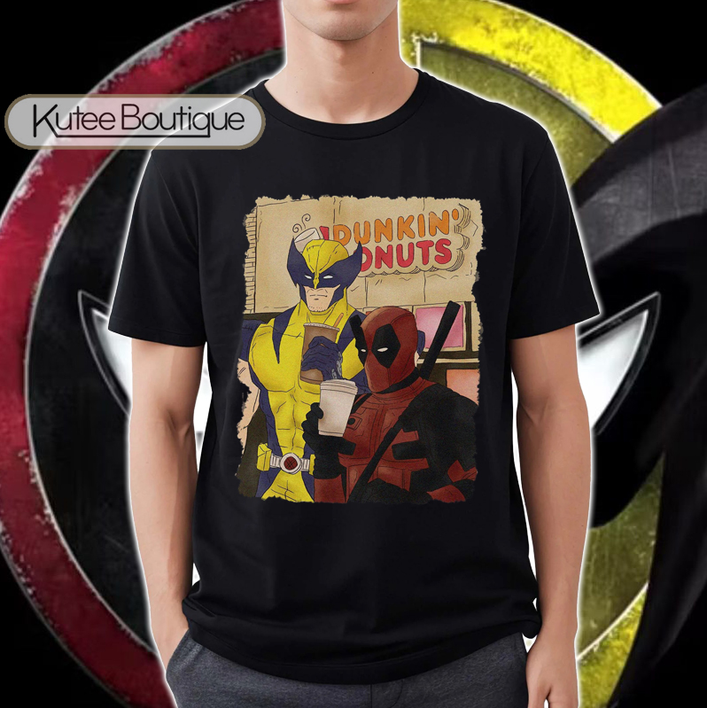 Dunkin Donuts Marvel Deadpool and Wolverine Cosplay Together T-Shirt