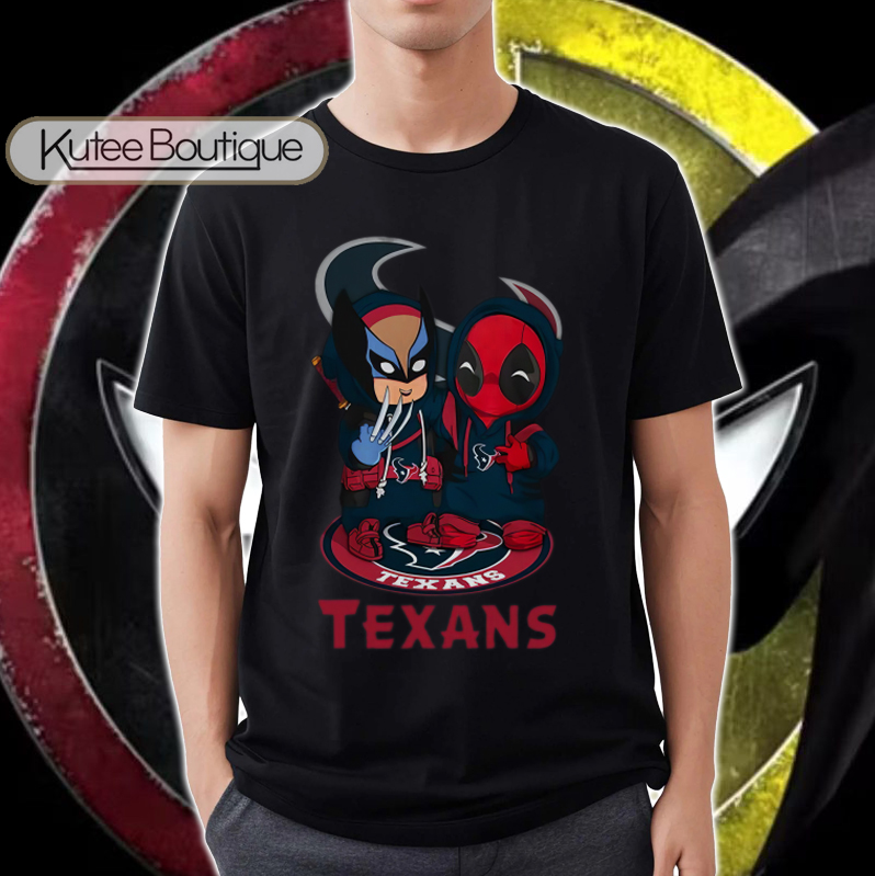 Houston Texans Marvel Deadpool and Wolverine Cosplay Together T-Shirt