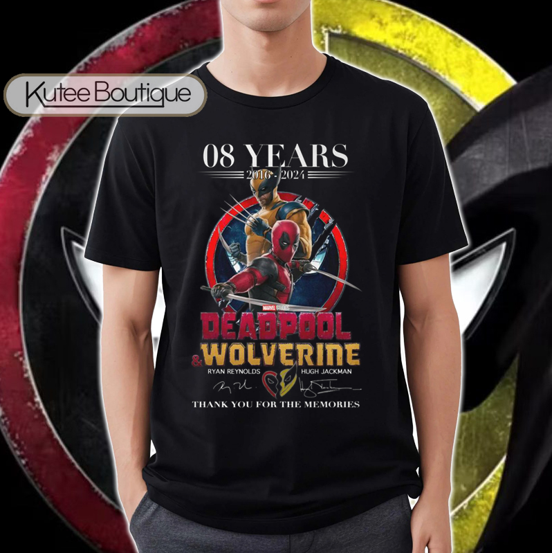 08 Years 2016-2024 Marvel Studios Deadpool And Wolverine Signatures T-Shirt