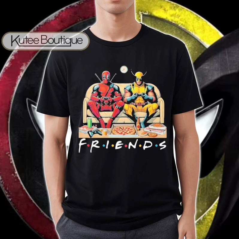 Friends Deadpool And Wolverine Sitting On Couch T-Shirt
