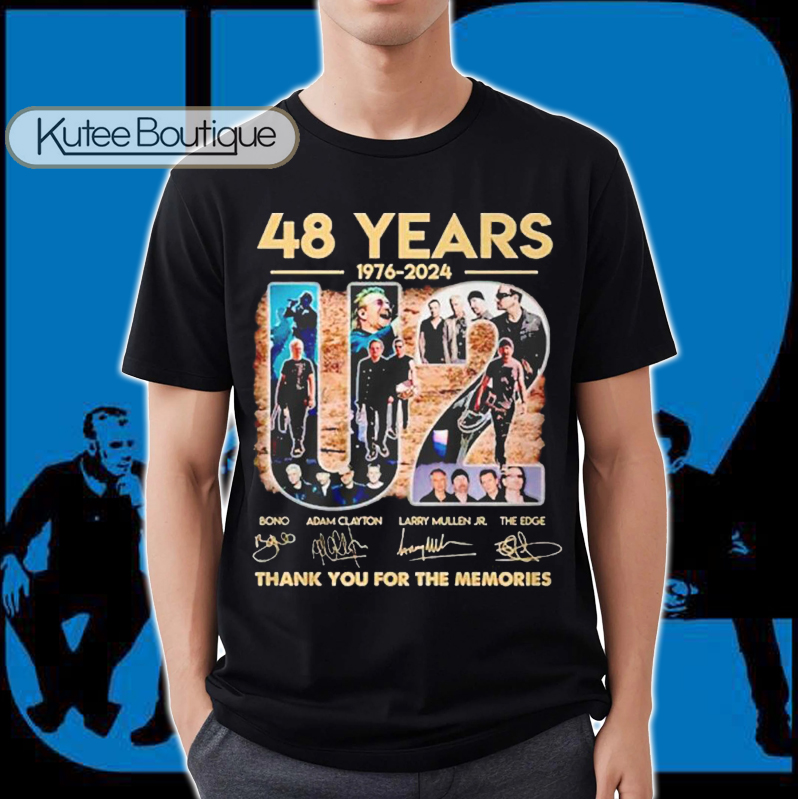 48 Years 1976-2024 U2 Rock Band Signatures Thank You For The Memories T-Shirt