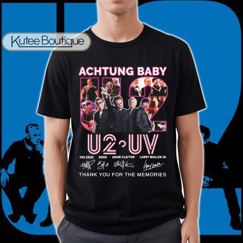 U2 UV Achtung Baby Signatures Thank You For The Memories T-Shirt
