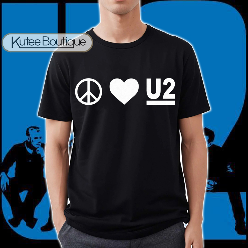 Peace Love U2 Rock Band U2-UV T-Shirt