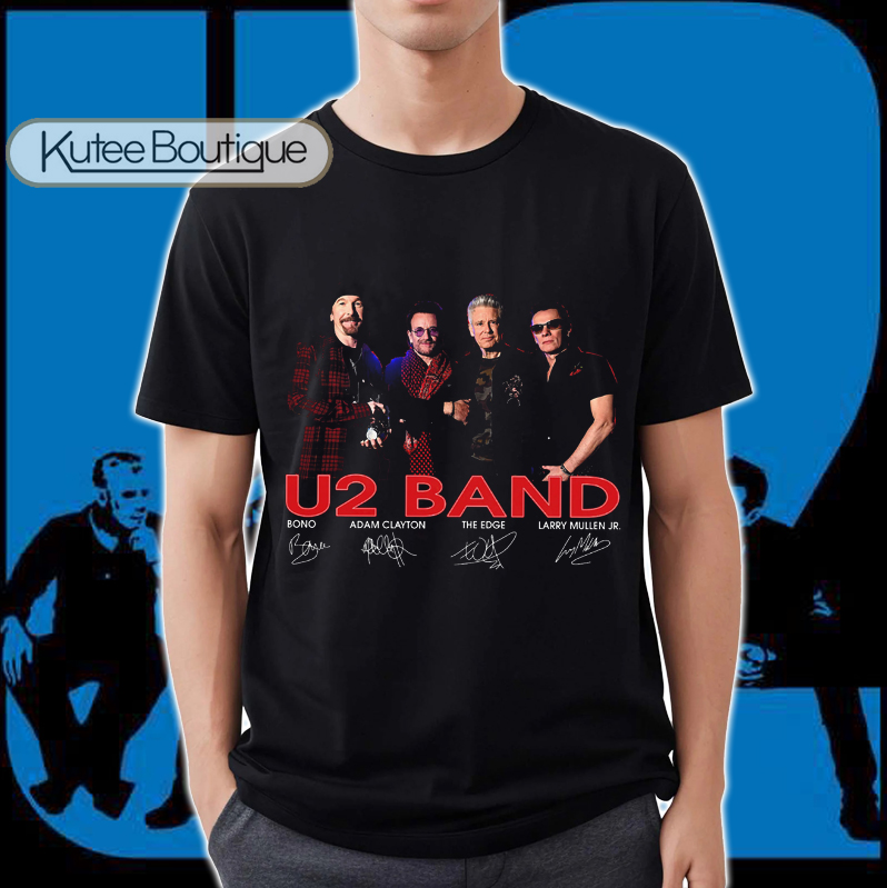 U2 Band Member Bono Adam Clayton The Edge Larry Mullen Jr. Signatures Shirt