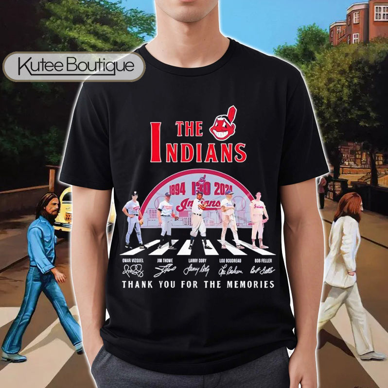 Cleveland Guardians The Beatles The Indians Abbey Road 130 Years 1894-2024 Signatures T-Shirt