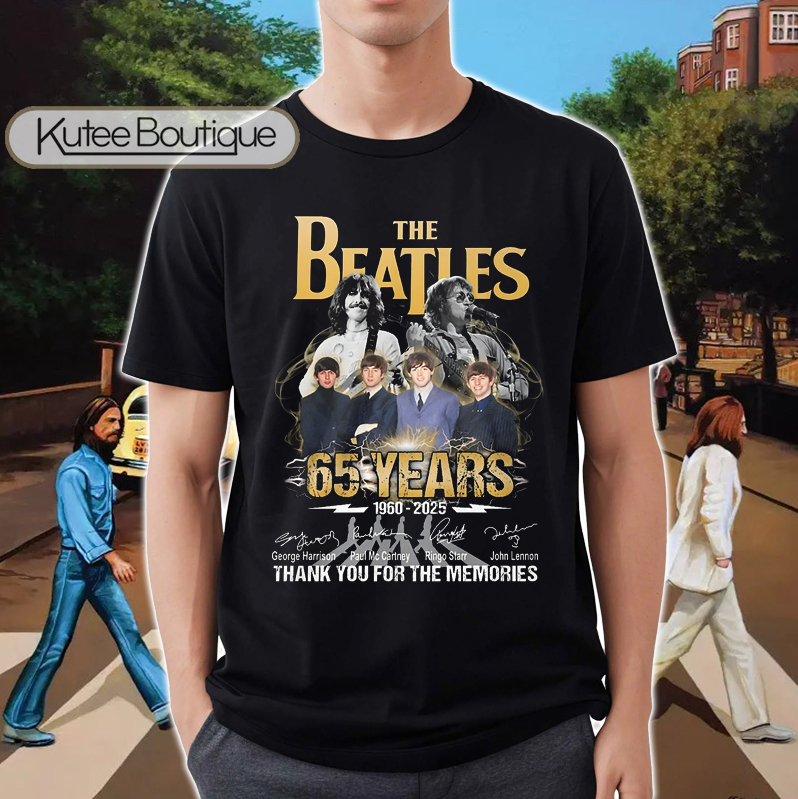 The Beatles Rock Band Abbey Road 65 Years 1960-2025 Signatures T-shirt