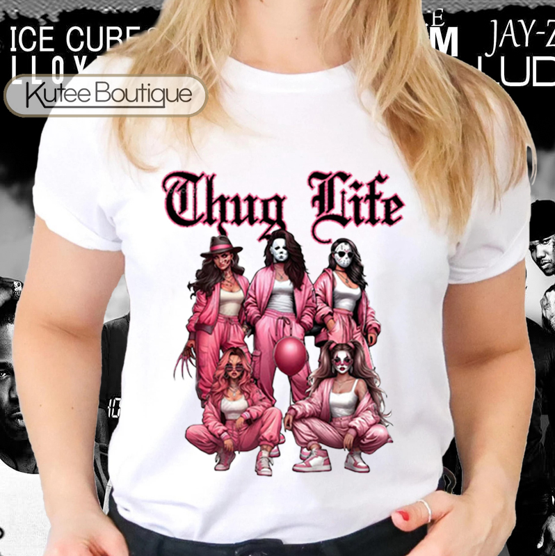 Thug Life Girls Horror Movie Halloween Characters T-Shirt