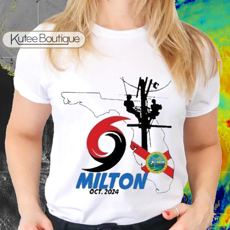 Florida Lineman Support Hurricane Milton Typhoon Oct 2024 T-Shirt
