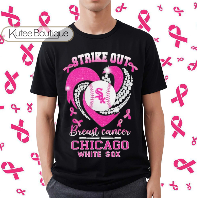 Baseball Strike Out Breast Cancer Awareness Chicago White Sox MLB T-Shirt