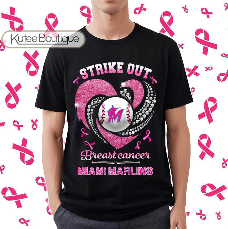 Miami Marlins Strike Out Breast Cancer Awareness MLB T-Shirt