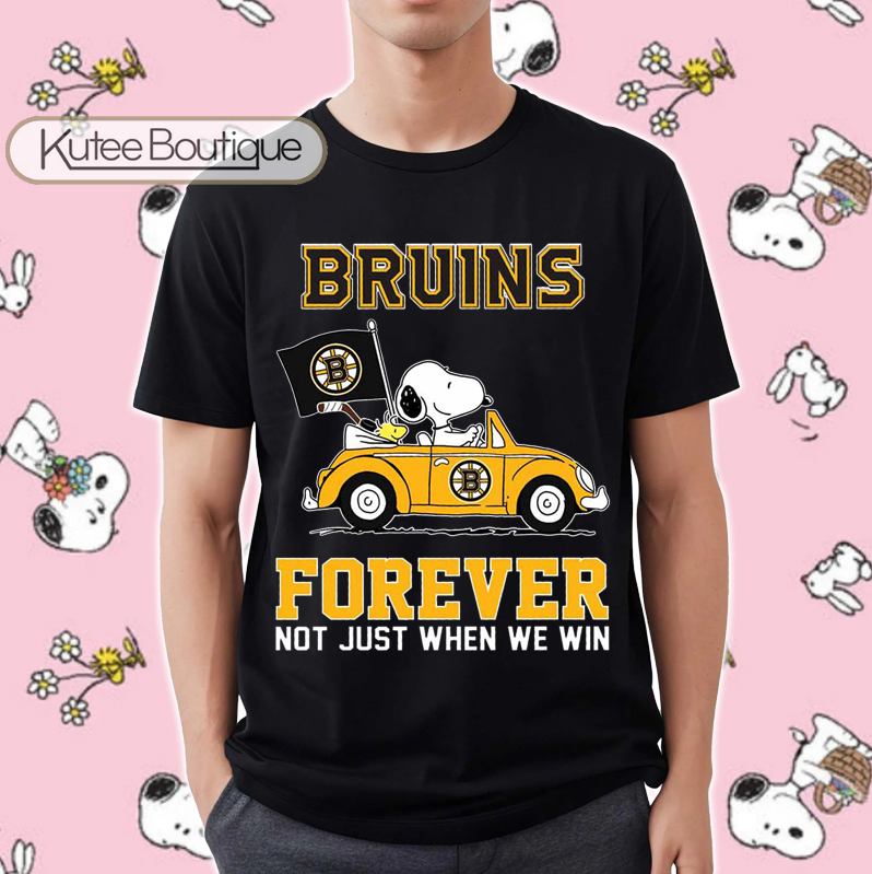 Snoopy Woodstock Driving Car Boston Bruins NHL Forever Not Just When We Win T-Shirt