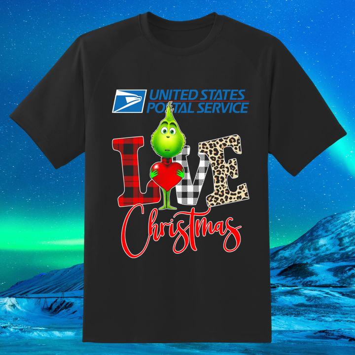 Love United States Postal Service Grinch Christmas Leopard USPS T-Shirt
