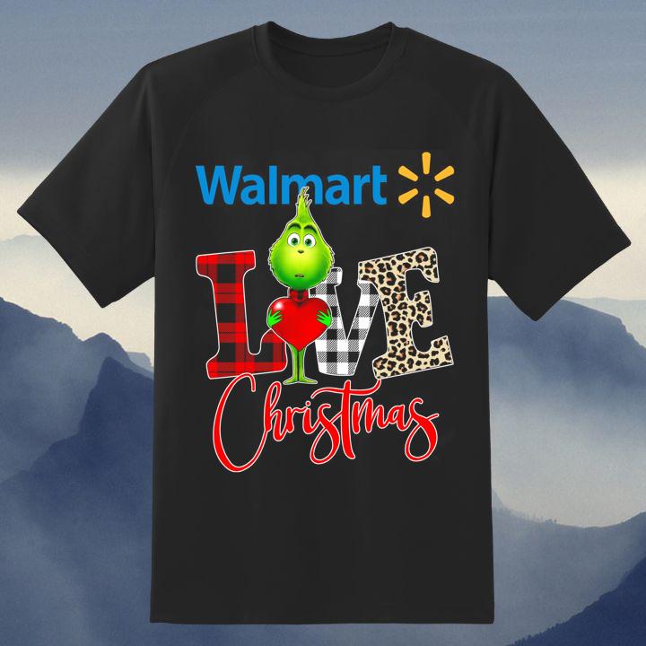 Love Walmart Grinch Christmas Leopard T-Shirt