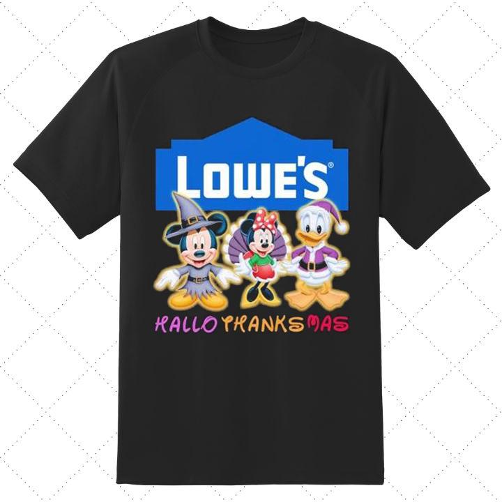 Lowe's Disney Mickey Minnie Donald Hallothanksmas T-Shirt