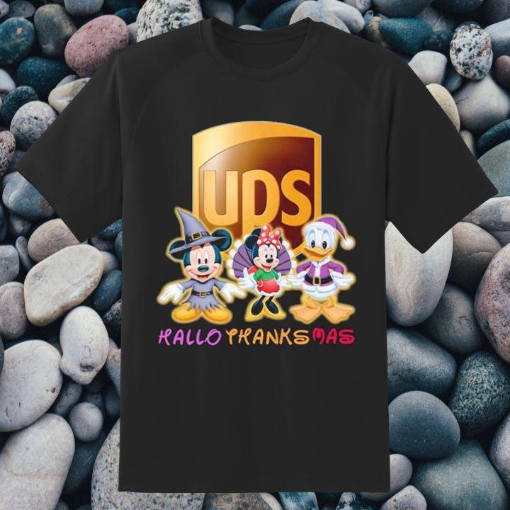 UPS Disney Characters Mickey Minnie Donald Hallothanksmas T-Shirt