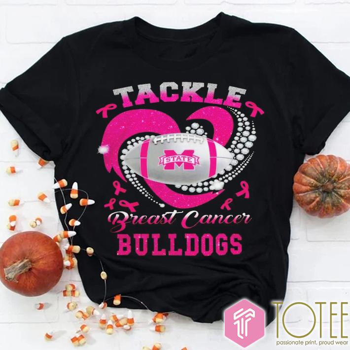 Mississippi State Bulldogs Tackle Breast Cancer Diamond Heart T-Shirt