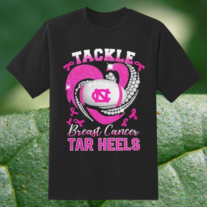 North Carolina Tar Heels Tackle Breast Cancer Awareness Diamond Heart Shirt