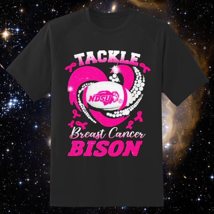 North Dakota State Bison Tackle Breast Cancer Awareness Diamond Heart Shirt