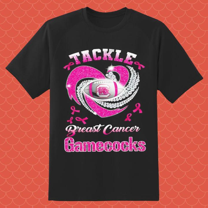 South Carolina Gamecocks Tackle Breast Cancer Awareness Diamond Heart Shirt
