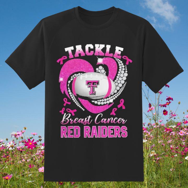 Texas Tech Red Raiders Tackle Breast Cancer Awareness Diamond Heart T-Shirt