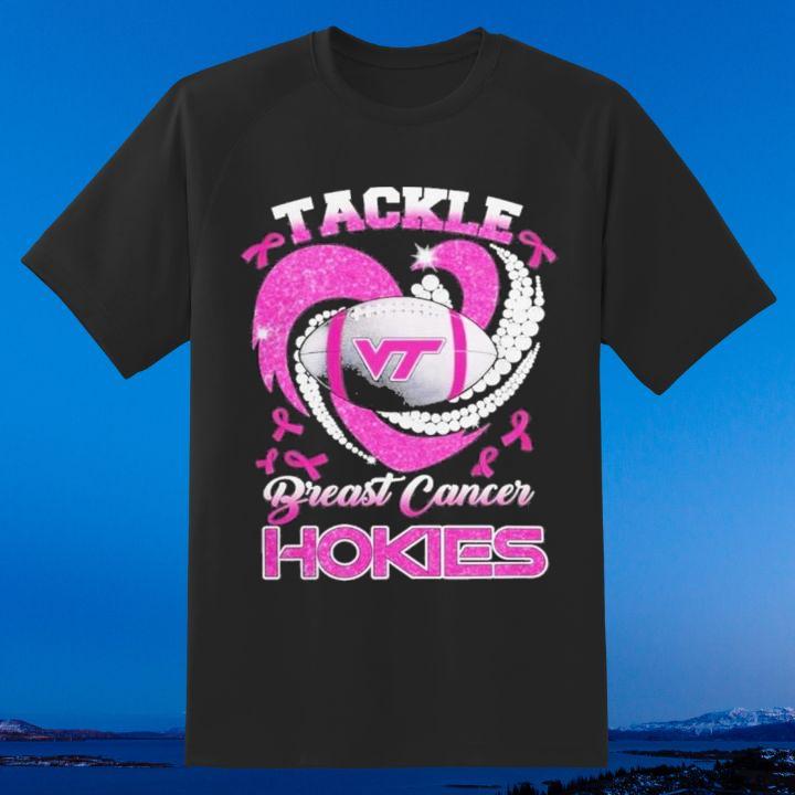 Virginia Tech Hokies Tackle Breast Cancer Awareness Diamond Heart T-Shirt