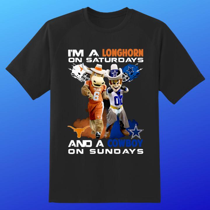 Bevo Im A Texas Longhorns On Saturdays And Rowdy A Dallas Cowboys On Sundays Football T-Shirt