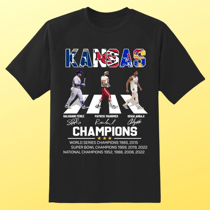 Shop Kansas Sport Teams Abbey Road Champion Perez Mahomes Agbaji Shirt