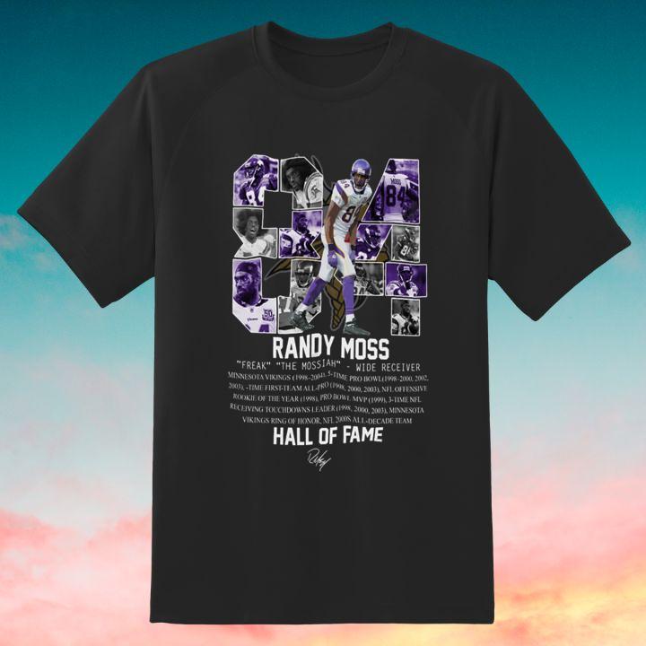 Randy Moss 84 Vikings Hall of Fame T-Shirt – Autographed Fan Gear