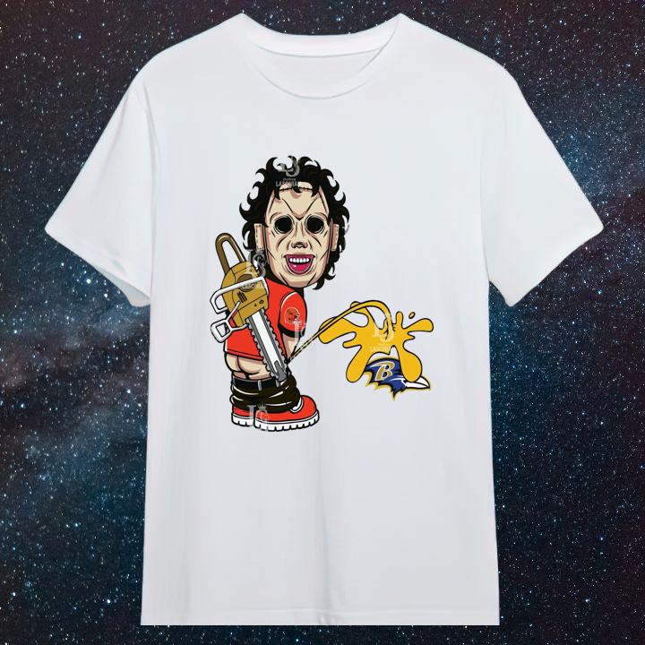 Leatherface Cleveland Browns Pissing On Baltimore Ravens Shirt